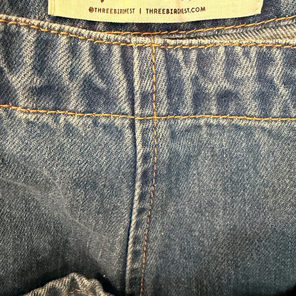 Three Bird Nest Blue Denim Overalls - Picture 3 of 11